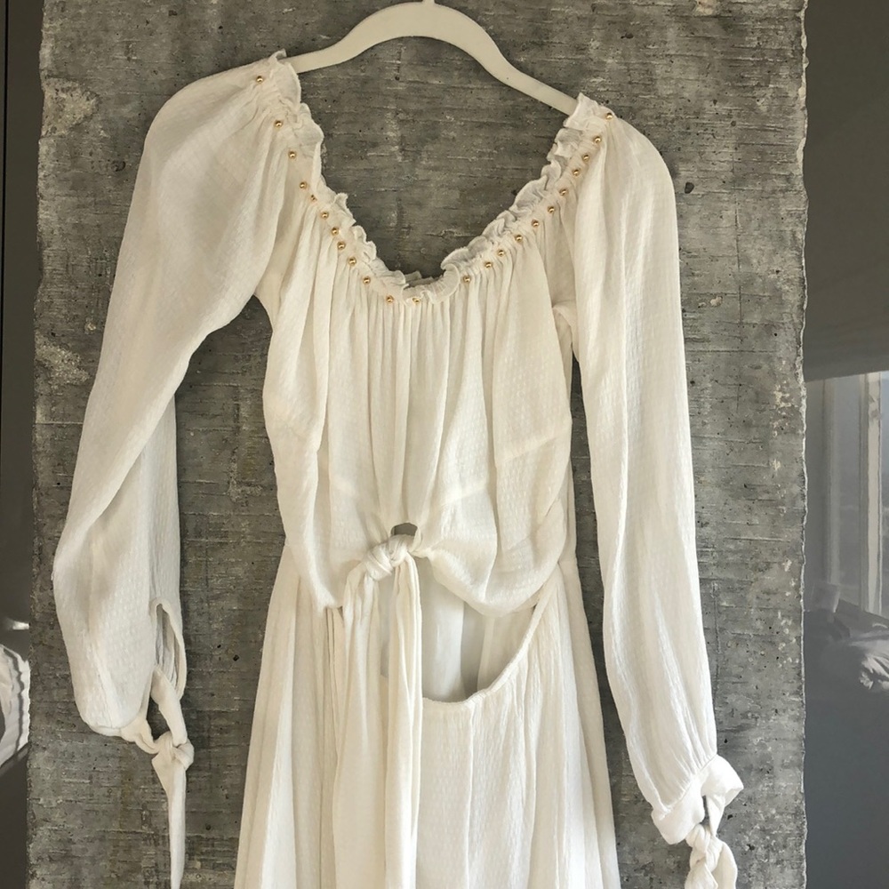 Lovers + Friends off white and gold dress